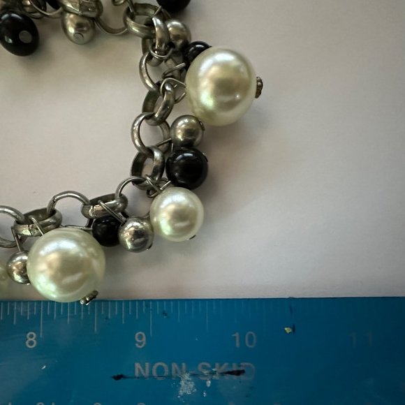 Womens Necklace Jewelry 10.25" Choker Faux Pearl Beads White Black Grey Costume - Picture 15 of 16